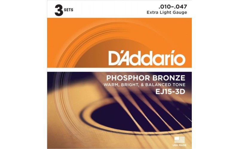 D'ADDARIO EJ15-3D - 3 комплекта струн для акустической гитары